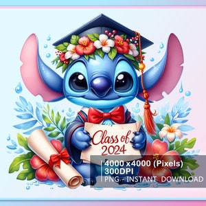Stitch Graduation 2024 Png, Stitch Class Of 2024 Png, Stitch Design Png, High School Grad Png, Collage Graduate Png, Instant Download