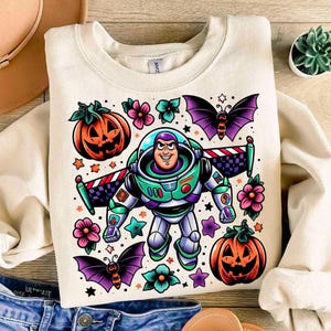 Vinatge Buzz Lightyear Halloween Shirt Design Png, Toy Story Spooky Season Png, Retro Halloween, Halloween Sublimation Design