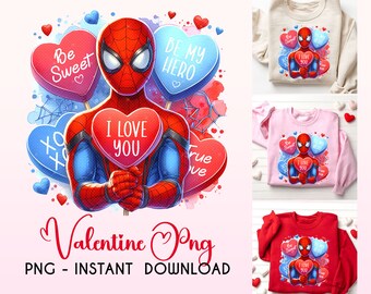 Spiderman Valentine Png, Spiderman Love Png, Hero Love Heart Png, Superhero Valentine Png, Funny Valentine, Valentine DTF print,PNG Download