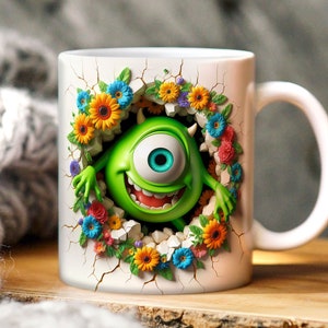 Paquete 54 Envoltura de taza de dibujos animados de primavera, Taza floral de primavera 3D, Taza de dibujos animados 3D, Envoltura de taza completa, Taza de sublimación, Descarga instantánea imagen 4