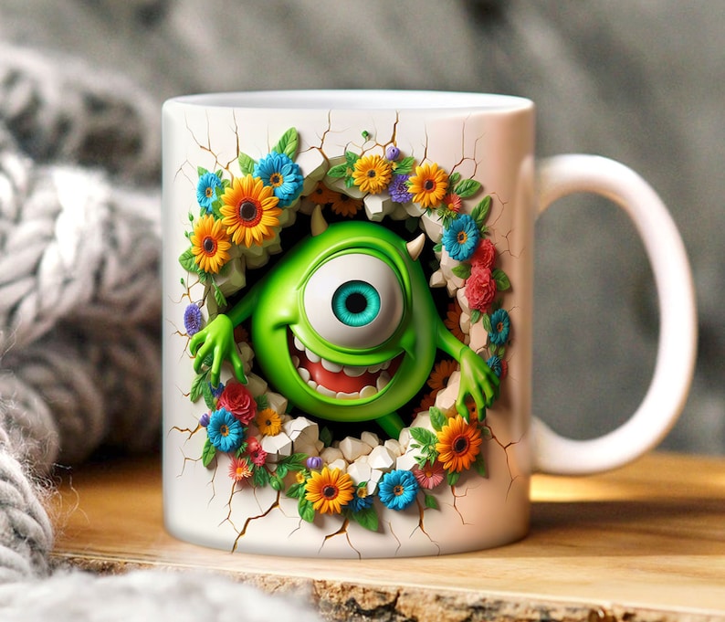 Paquete 54 Envoltura de taza de dibujos animados de primavera, Taza floral de primavera 3D, Taza de dibujos animados 3D, Envoltura de taza completa, Taza de sublimación, Descarga instantánea imagen 4