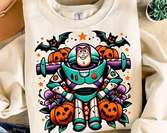 Vintage Buzz Lightyear Halloween Shirt Design Png, Toy Story Spooky Season Png, Retro Halloween, Halloween Sublimation Design