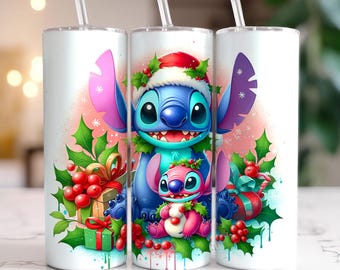 Stitch Lilo Christmas Tumbler Wrap, 20oz Skinny Tumbler, Stitch Christmas Tumbler Wrap, Tumbler Wrap, Christmas Png Pobierz