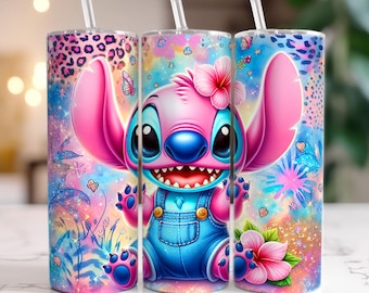 Gobelet floral léopard pailleté pastel, gobelet skinny 20 oz, emballage de verre floral point floral, design par sublimation, fichier numérique PNG