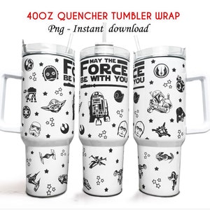 Star Wars 40oz Tumbler, 40oz Quencher Tumbler, Cartoon Tumbler Wrap, Handle Cup Wrap, Retro Cartoon Tumbler, Png Instant Download