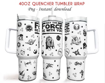 Star Wars 40oz Tumbler, 40oz Quencher Tumbler, Cartoon Tumbler Wrap, Handle Cup Wrap, Retro Cartoon Tumbler, Png Instant Download