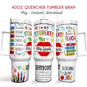 Vaso personalizado de 40 oz para maestros, vaso de vida para maestros, vaso quencher de 40 oz, vaso de sublimación, regreso a la escuela, regalo para maestros, maestro de 40 oz