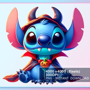 Funny Stitch In Bat Costume Halloween Png, Stitch Cosplay Png, Spooky Vibes Png, Halloween Shirt Design, Trick Or Treat Png File Download