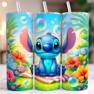 Cartoon Summer Tumbler Wrap, Summer Floral Tumbler, 20oz Skinny Tumbler, Beach Vibes, Beach Tumbler Wrap, PNG Digital Download