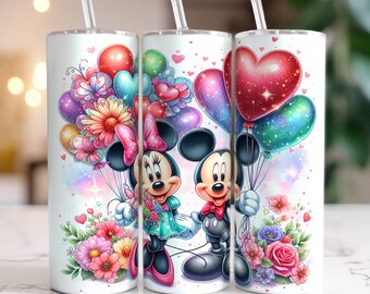 Lindo vaso de San Valentín de ratón, diseño de sublimación del día de San Valentín, vaso mágico del día de San Valentín, vaso recto de 20 oz, descarga instantánea