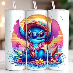 Kolorowy ścieg Letni Tumbler Wrap, Tumbler z kreskówkowym filmem, 20oz Skinny Tumbler, Letnie wibracje, Beach Tumbler Wrap, Png Digital Download