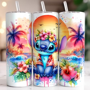 Cartoon Summer Floral Tumbler Wrap, Cartoon Movie Tumbler, 20oz Skinny Tumbler, Summer Vibes, Beach Tumbler Wrap, Png Digital Download