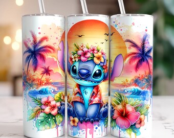 Cartoon Summer Floral Tumbler Wrap, Cartoon Movie Tumbler, 20oz Skinny Tumbler, Summer Vibes, Beach Tumbler Wrap, Png Digital Download