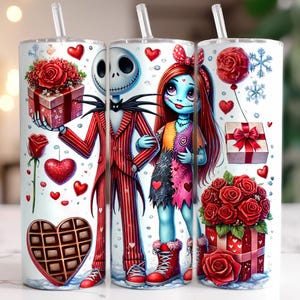 Nightmare Before 20oz Tumbler Wrap Png, Horror Couple Valentine 20oz Tumbler Wrap, Horror Couple Tumbler, Horror Valentine Png, Digital File