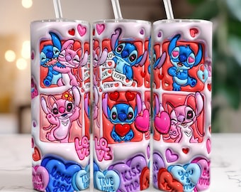 Vaso de San Valentín de dibujos animados inflado en 3D, vaso flaco de 20 oz, vaso de San Valentín inflado Png, envoltura de vaso de San Valentín 3D, San Valentín hinchado Png