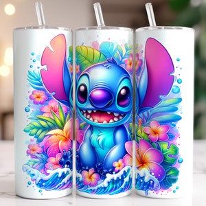 Hologram Splash Stitch Summer Beach Tumbler, 20oz Skinny Tumbler, Cartoon Movie Tumbler Wrap, Tumbler Sublimation, Png Download