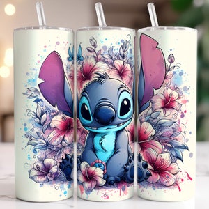 Stitch 20oz Tumbler, 20oz Skinny Tumbler, Cartoon Tumbler Wrap, Beach Tumbler Sublimation, Full Tumbler Wrap, Tumbler Png