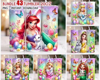 bundle 43 princess tumbler Wrap, Princess Easter Bunny tumbler,funny easter tumbler,20oz skinny tumbler, bundle easter, bundle princess wrap