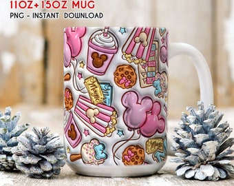 Envoltura de taza inflada 3D de puntada, Puff Stitch Valentine Png, Feliz San Valentín, Envoltura de taza, Taza de 11 oz 15 oz, Valentine Png, Sublimación de taza, Archivo digital