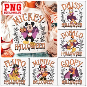 Vintage Mouse And Friend Halloween 2024 Png Bundle, Not So Scary Halloween Png, Family Halloween Shirts Png, Halloween Trip Png