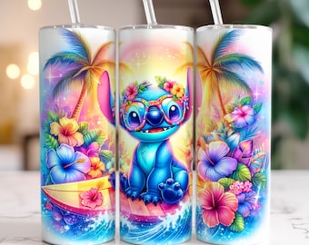 Envoltura de vaso de verano de dibujos animados divertidos, vaso flaco de 20 oz, envoltura de vaso completo de verano, vaso de vibraciones de playa, descarga instantánea png