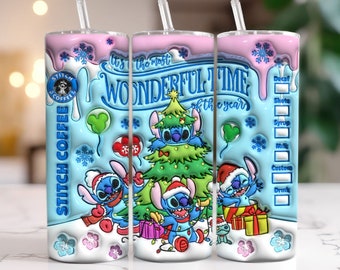 3D Inflated Christmas Tumbler, 20oz Skinny Tumbler, The Most Wonderful Time, Christmas Tumbler, Merry Christmas, Christmas Vibes, Cozy Vibes