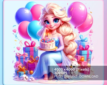 Elsa Princess Birthday Girl Tshirt Design Png, Birthday Girl Png, Birthday Princess Png, Custom Name Kids Birthday, Png Instant Download