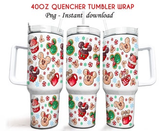 Christmas 40oz Tumbler, 40oz Quencher Tumbler, Cartoon Christmas Tumbler Wrap, Christmas Snack, 40oz Christmas Tumbler, Tumbler Wrap Png