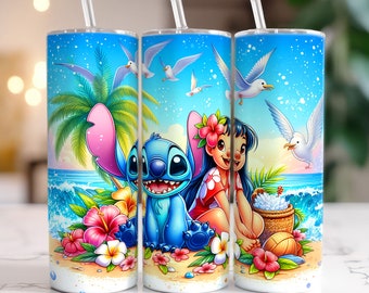 Stitch Summer Vibes Tumbler, Stitch Sublimation Designs, Lilo & Stitch Tumbler PNG, 20 oz Stitch Tumbler Wrap PNG, Stitch Wrap