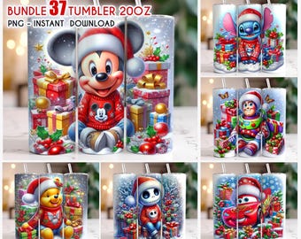 Bundle Nightmare Christmas Tumbler Wrap Png, 20oz Skinny Tumbler, Christmas Cartoon Movie Tumbler, Christmas Tumbler, Tumbler Sublimation