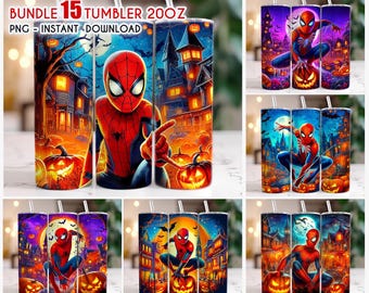 Paquete de vasos de Halloween de 20 oz de Spiderman, diseño de vaso de Halloween Superdero, vaso de Avengers Png, archivo digital
