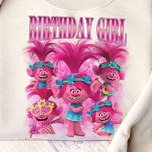Poppy Birthday Girl Shirt Print,Family Birthday Girl Shirt Print, Trolls Band Together Poppy, Sublimation Design, Png Digital Download