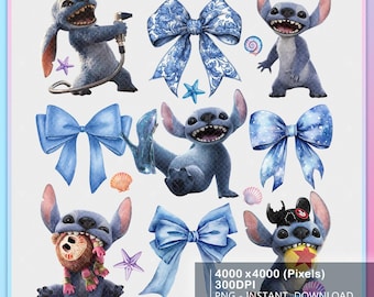 Lazo de Stitch (Png), Lilo y Stitch 2025 (Png), Castillo mágico (Png), Monstruo azul divertido, Ohana significa familia (Png), Lazo de Stitch (Png)