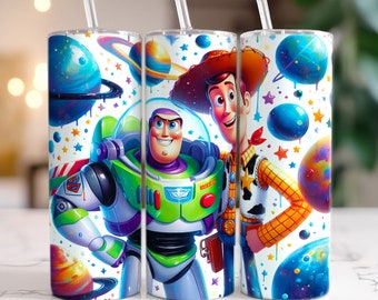 Buzz Lightyear Planet Tumbler Wrap, Vaso flaco de 20 oz, Vaso de Toy Story, Envoltura de vaso de dibujos animados PNG Descarga digital