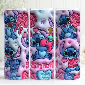 3D Inflated Stitch Valentine Tumbler, 20oz Skinny Tumbler, 3D Puffy Valentine Tumbler, Stitch Valentine Tumbler, Tumbler Png,Insant Download image 4