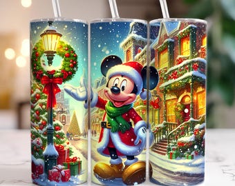 Vintage Cartoon Mouse Christmas Tumbler, 20oz Skinny Tumbler, Cartoon Christmas Tumbler Png, Tumbler Sublimation, Png Download