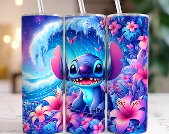 Envoltura de vaso de verano de puntada vibrante, vaso delgado de 20 oz, envoltura de vaso de puntada, sublimación de vaso, descarga digital png