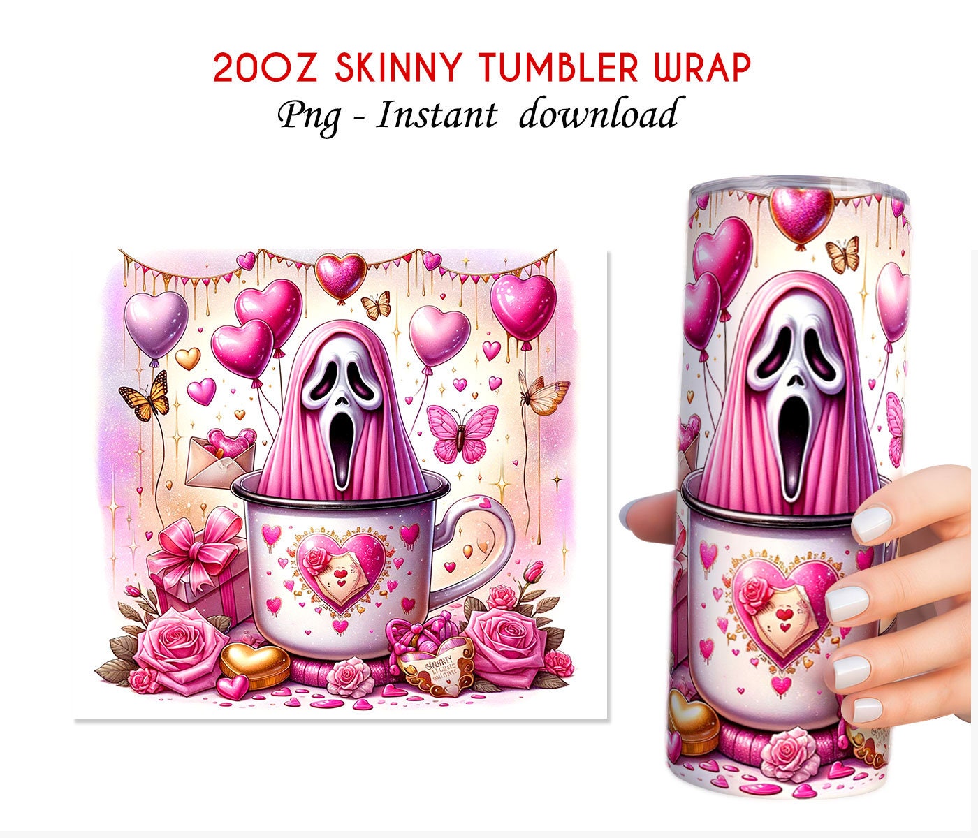 Funny Horror Valentine 20oz Tumbler With Lip And Straw