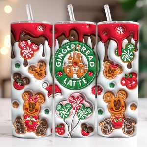 3D Inflated Cartoon Christmas Tumbler Wrap Design, 3D Puff Gingerbread 20oz Tumbler Sublimation,Instant Digital Download,Skinny Tumbler PNG