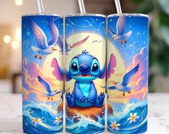 Stitch Summer Vibes Becher, Stitch Sublimationsdesigns, Lilo & Stitch Tumbler PNG, 20 oz Stitch Tumbler Wrap PNG, Stitch Wrap