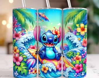 Diseño de vaso de puntada de verano PNG, envolturas de vaso de puntada de 20 oz Descargas digitales de sublimación delgada, Sublimación de diseño de puntada PNG