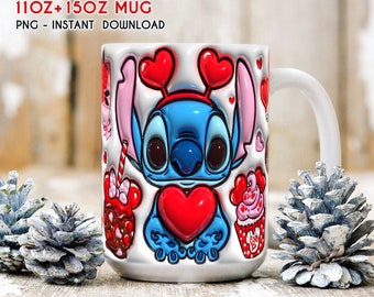 Envoltura de taza de San Valentín de puntada 3D, taza inflada de 11 oz 15 oz, envoltura de taza de San Valentín, feliz día de San Valentín, Xoxo png, envoltura de taza de refrigerio, San Valentín Png