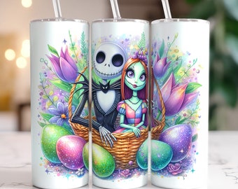 Jack Sally Nightmare Before Easter Tumbler, Easter 20oz Skinny Tumbler, Happy Easter Tumbler, Tumbler Wrap, Easter Png Instant Download