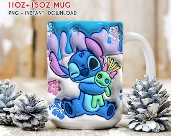 Cartoon 3D Inflated Mug, Cartoon Movie Mug Wrap, 11oz 15oz Mug Wrap PNG, Inflated Mug Wrap, Cartoon Tumbler, I will bite you, PNG download