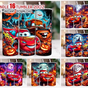 Vaso de Halloween con vibraciones espeluznantes de Lightning Mcqueen, diseño de pareja de Halloween, envoltura de sublimación Magic Kingdom, descarga de vaso de terror Png