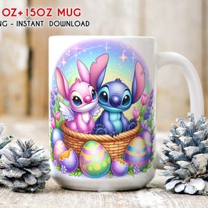 Cartoon Easter Mug Wrap, 11oz 15oz Mug Wrap, Mug Sublimation, Easter Mug Wrap, Full Mug Wrap, Easter Mug Png, Digital File Instant Download