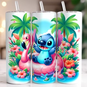 Stitch Pool Tumbler Wrap, Summer Pool Cartoon Tumbler, Pool Tumbler Wrap, Swimming Tumbler, 20oz Skinny Tumbler, PNG Download
