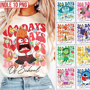 Inside Out 2 100 Days Of School Design Png, Cartoon Emotions Friends Png, 100 Days Of School Png, 100 Days Shirt Design, Coquette Bow