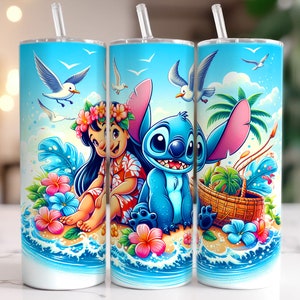 Stitch Summer Vibes Tumbler, Stitch Sublimation Designs, Lilo & Stitch Tumbler PNG, 20 oz Stitch Tumbler Wrap PNG, Stitch Wrap