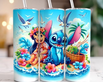 Stitch Summer Vibes Tumbler, Stitch Sublimation Designs, Lilo & Stitch Tumbler PNG, 20 oz Stitch Tumbler Wrap PNG, Stitch Wrap